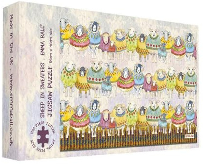 Emma Ball 1000 Piece Jigsaw Puzzle Sheep in Sweaters Made in the UK