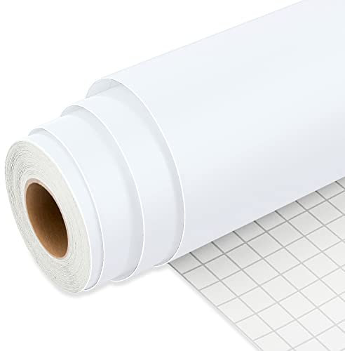 IModeur Vinylfolie Plotter Weiß Matt, 30,5 cm x 7,62 m Plotterfolie selbstklebend Weiß, Plotterfolie Vinyl Weiss Für Cricut, Silhouette Cameo, die meisten Schneidemaschine