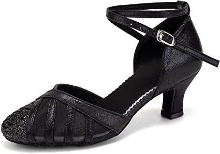 TINRYMX Zapatos de Baile Latino Mujer Punta Cerrada Tango Baile de salón Salsa Bachata Zapatos de Baile,43EU