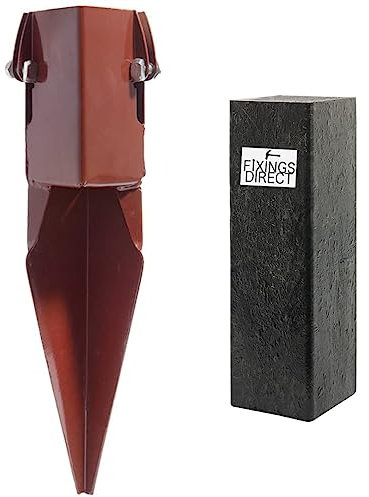 [FIXINGS DIRECT®] 100mm(4) Industrial Fence Post Repair Spike Support (Includes Free Driving Tool) 300mm Post Repair Spur With Clamp Grip+ Dual Powder Coated For Increased Strength & Performance(1)