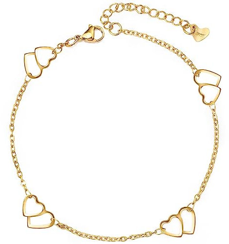 YeGieonr Bracelet Cheville Femme Or, Plaqué 18K Or Acier Inoxydable Réglables Bracelets de Cheville pour femme Accessoires d'été