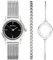 Sekonda Ladies 28mm Gift Set Watch, Silver Case & Stainless Steel Mesh Bracelet with Black Dial 49004