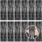 12 Pcs Black Metallic Tinsel Foil Fringe Curtains, 3.3ft x 8.2ft Tinsel Streamers Backdrop Door Curtains Hanging Streamers for Birthday Halloween Christmas Party Supplies(1m x 2.5m)