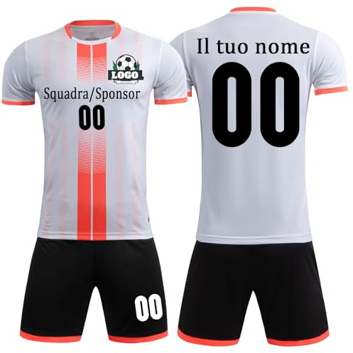 OPUTWDF Completi da Calcio Bambino Uomo Personalizzabili con Numero Nome Team Logo - Magliette Calcio Bambino