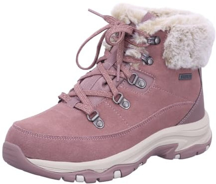 Skechers Damen Trego Snow Worries Stiefelette, Mauve Suede/Duraleather/Faux Fur, 36 EU