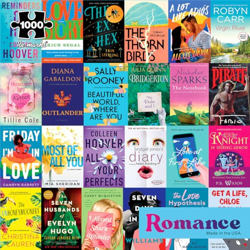 Re-Marks Romance Novels Collage Puzzle, 1000 Teile Literarisches Puzzle für alle Altersgruppen