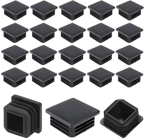 Mcoser Lot de 20 embouts carrés en plastique pour tables, bureaux, chaises, lit - 40 mm x 40 mm - Noir