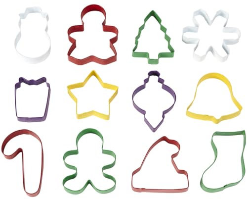 Wilton Ausstechformen Weihnachten Set/12 - Ausstecher Set, Plätzchen Ausstecher, Cookie Cutter zum Ausstechen von Plätzchen, Keksen, Fondant