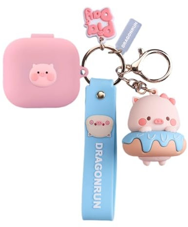 Cartoon Silicion Earphones Case Compatible with JBL Wave Flex/JBL Wave 300 TWS, Cute Wireless Bluetooth Shockproof Protector Cover Earphone Charging Box with Keychain (Pink B)