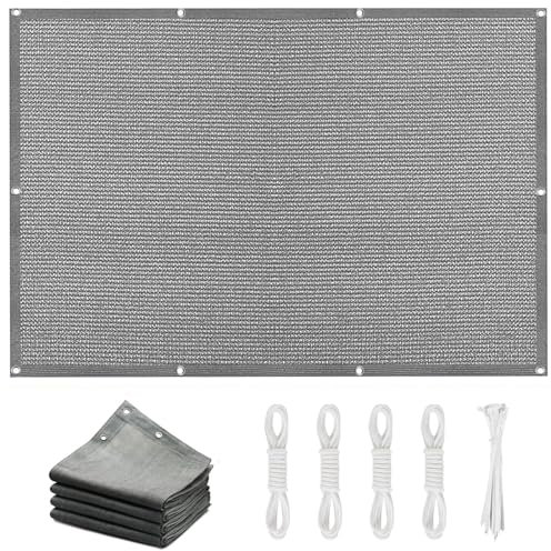 Sonnensegel Sonnenschutz 2 x 2.5 m Atmungsaktiv Schattentuch inkl Befestigungsseile Windschutz HDPE für Balkon Garten Terrasse, Hellgrau