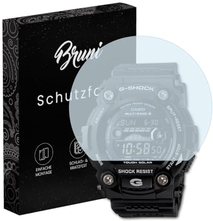 Bruni Schutzfolie kompatibel mit Casio GW-7900B-1 Folie, glasklare Displayschutzfolie (2X)