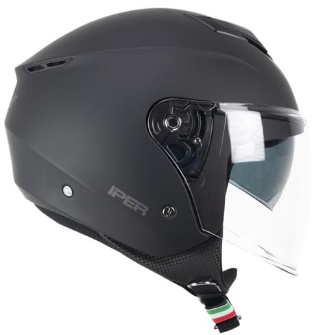 CGM Helm mit offenem Gesicht, 126A IPER Mono, Mattschwarz, M (57-58 cm)