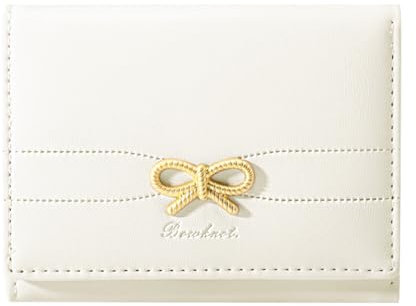Modacarry Piccolo portafoglio Coquette Bow Wallet per ragazze carino portafoglio ID porta carte di credito per donne, crema, minimalista