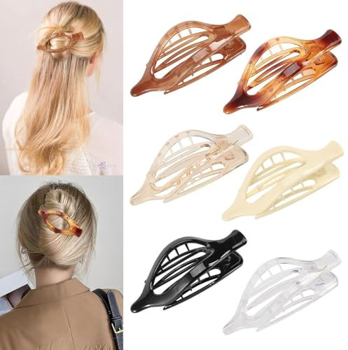 TOFBS 6 Pezzi Mollette Capelli Ovali Traforati Lucidi Pinze Artiglio Acconciatura Eleganti Fermagli Capelli Minimalisti