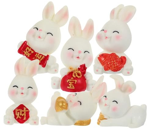 IWOWHERO 6stücke Teiliges Kaninchen Figuren Resin Deko Für Torten Bastelideen Tisch Und Garten Dekoration Osterhasen Cupcake Topper Und
