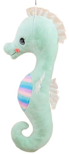 Seepferdchen Kuscheltier, Plüsch Seepferdchen Spielzeug Ausgestopftes Tier, Süße Seepferdchen Plüschtier Stofftie Weiches,Weiches Seepferdchen Kissen Geschenk für Kinder/Erwachsene (50 cm,grün)