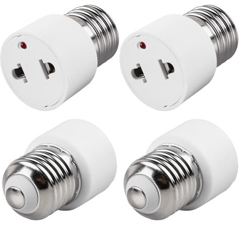 4 Stück Glühbirnen-Steckdosen-Adapter E27-Lampensockel-Konverter, E27 Licht Adapter Fassung Steckdosenstecker Schraubfassung Glühbirnen-Konverter Für Veranda Kamera Terrasse Garage, 2-Polig