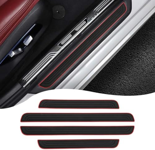 ZHAODG 4 Stück Auto Einstiegsleisten Trittschutz, Für Opel Astra H/GTC 2009-2013 Universal Schwellenschutz Aufkleber, Autotür Zubehör Zierleisten,A-Black Red