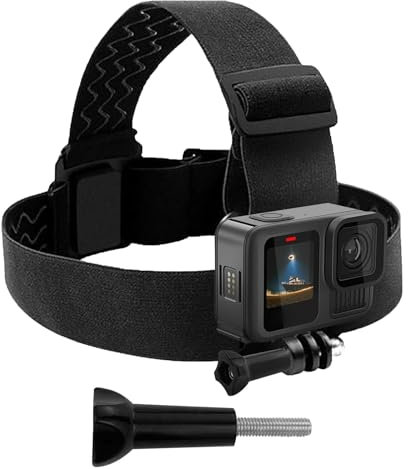 Tiryns Action Camera Head Mount Strap Compatible with GoPro Hero 13 12 11 10 9 8 7 AKASO EK7000 V50 Elite Apexcam Fusion DJI Osmo Elastic Adjustable Headband Wearing Head Harness Accessories