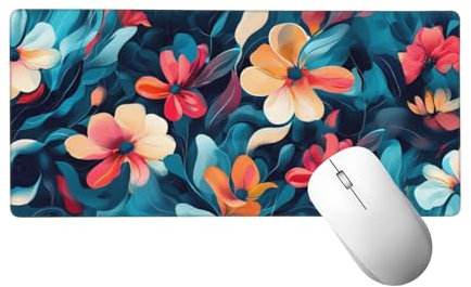 Tapis de Souris de Jeu, Couleur Tapis de Souris XXL 90 x 30 cm, sous Main Bureau Gaming Grand, Mouse Pad Fleur Accessoires Bureau, Base en Caoutchouc Antidérapante, pour Gamer, Ordinateur, PC H-149