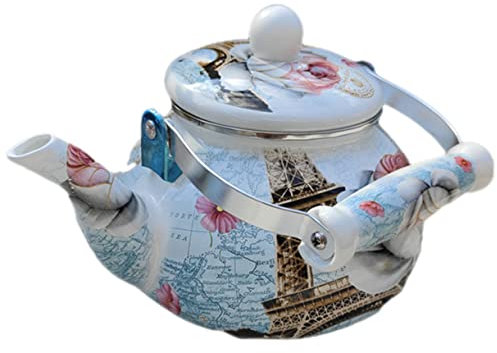 TOPBATHY Kaffeekanne Aus Emaille Modern Vereist Kessel Herdplatte Aus Emailliertem Wasserkocher Retro Herd Wasserkocher Groß Kochen Elektrischer Wärmer Kaffeemaschinen Spitze