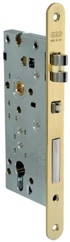 Porte Italiane, Serratura AGB Opera Antipanico SL F22 E70 per Hotel e Comunità, Certificata CE EN 12209, Spinta SINISTRA Ottone Lucido, Solo Serratura B50501.70.03