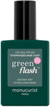 Manucurist Green Flash™ Vitamin-Enriched Base Coat – Gel Nail Varnish Base – Lasts Up to 12 Days – 12-Free – 84% Bio-Based Ingredients – Made in France – 15 ml Bottle