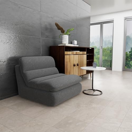 AnYu Furniture Bodensofa, Sitzsack Sofa mit Rückenlehne, Einteiliges Schaumstoffgefülltes Kompressionssofa, Bequeme Lazy Sofa für Wohnzimmer Schlafzimmer (Grau)