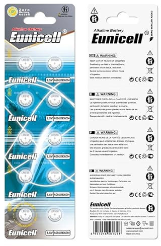 Pack of 20 -LR936/AG9 Eunicell 1.5V Alkaline Batteries - Suitable for use in LED flashlights, Digital Voice Recorders, Toys, Blood Glucose, Cholesterol Testing, Meters, Toys