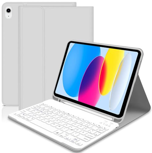 Lupxiu Hülle mit Tastatur für iPad A16 11 Generation 2025/10 Generation 2022(11/10.9 Zoll), Abnehmbare Drahtlose Bluetooth Tastatur (Deutsch Layout, QWERTZ) für iPad 10/11 Gen