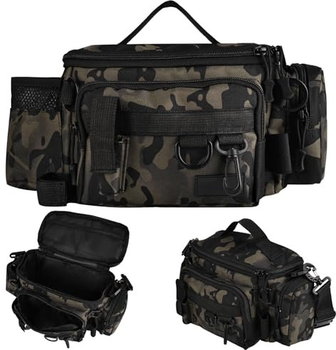 XCRPRT Borsa da pesca con tracolla imbottita e manici per pesca, escursionismo, caccia, campeggio, viaggi