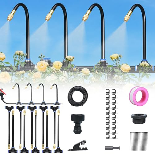 Bewässerungssystem Garten Set, 360° Automatische Bewässerung, Curved Gartenbewässerung, Verstellbare Düse, Bewässerung für Garten, Balkon, Gewächshaus, Pflanzenbewässerung