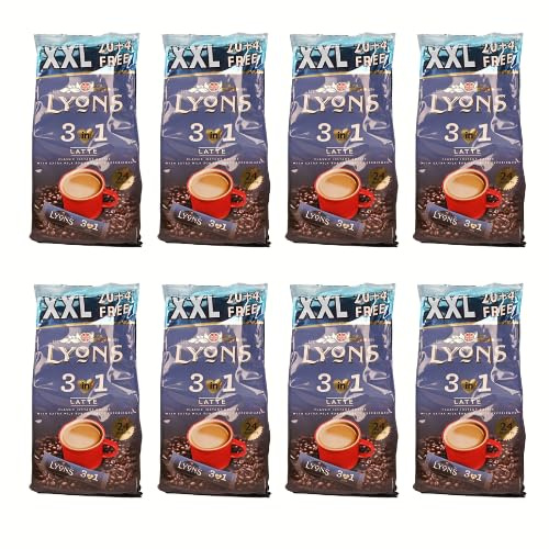 Lyons 3 In 1 Instant Coffee Assorted Flavours +FabFinds Mystery Mug (8, Latte Classic)