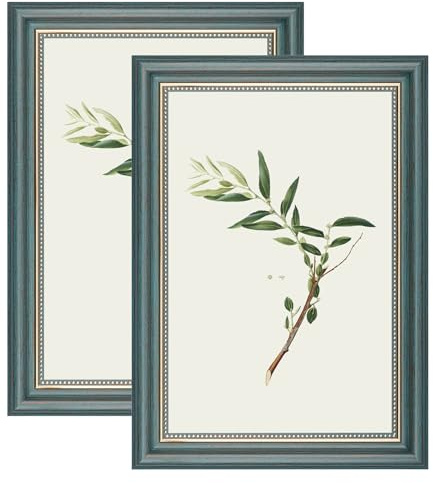 YoHyien Bilderrahmen Vintage 20x30 2er Set, Retro Fotorahmen zum Aufhängen und Aufstellen, Shabby Chic Postkarten Rahmen für Den Schreibtisch, Picture Photo Frame for Wall (Grün, 20 x 30 cm)