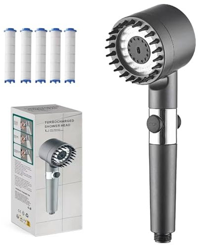 Pulifer Doccino per Doccia, Doccino Filtrante Pulifer, Soffione Doccia Alta Pressione Risparmio Idricocon 3 Tipi di Getto (Grigio)