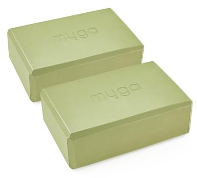 Myga Yoga Blocks - Pair of High Density Foam Bricks for Yoga, Pilates and Fitness for Balance, Support & Flexibility - Non Slip, Lightweight & Durable Foam Blocks for Home, Gym & Travel