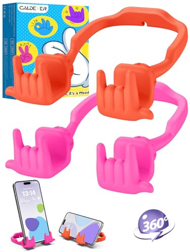 CALDEVER Rock Handyständer verstellbar, lustige Handyhalterung Tisch, Nikolausgeschenk für Mädchen Teenager Jungen Magenta Rotorange 2Pack