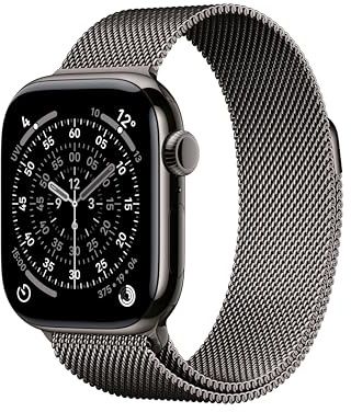 Apple Watch Series 11 GPS + Cellular 42mm Smartwatch with Slate Titanium Case with Slate Milanese Loop. Sleep Score, Fitness Tracker, Health Monitoring, Always-On Display, Water Resistant
