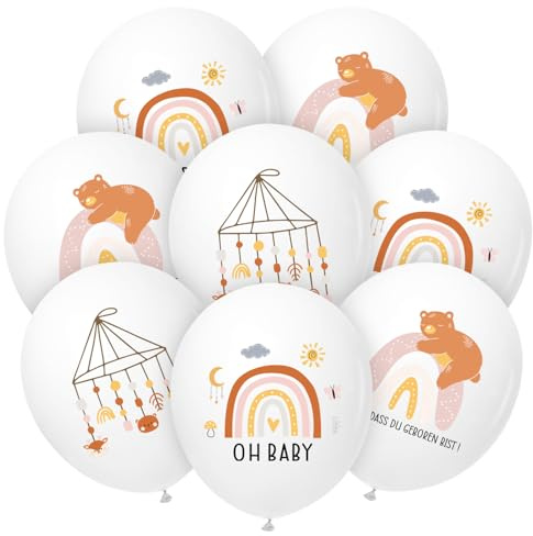HUKUMA 24 Stück Willkommen Zuhause Baby Deko Ballons, Oh Baby Latexballons, Neutrales Geschenk zur Babyshower und Babyparty, Luftballons Taufe Dekoration Geburt Jungen und Mädchen