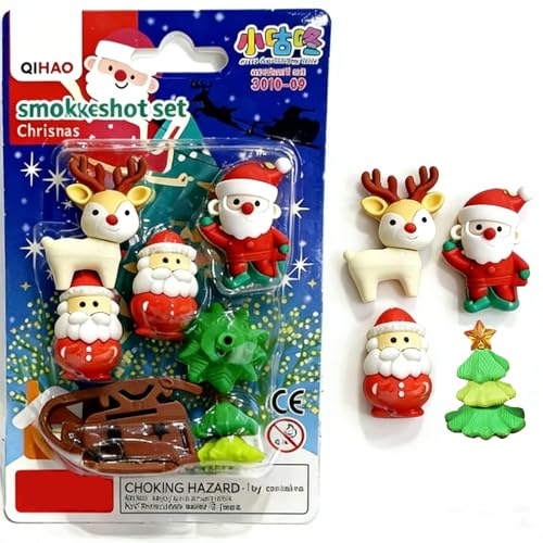 Radiergummi Set, Weihnachtsradiergummis, Weihnachten Kreative Niedliche Radiergummis, Kleine Geschenke Radiergummi, Radiergummis Für Schreibwaren, für Party Favors Spiele Preise (color-B)