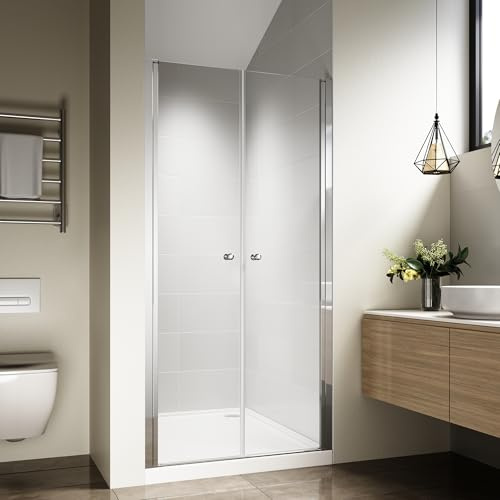 OsmanthBD Duschtür Nische 96x185 cm Einbaumaß 95-100 cm Chrom | Pendeltür aus 6 mm ESG Sicherheitsglas mit Nano-Beschichtung für eine pflegeleichte und langlebige Oberfläche