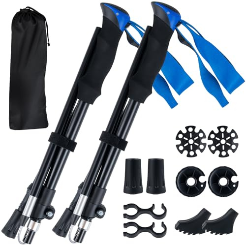 COSTWAY Wanderstöcke faltbar 7075 Aluminium, Nordic Walking Stöcke für Damen und Herren, Teleskop Trekkingstöcke zum Wandern, Trekking und Skitouren