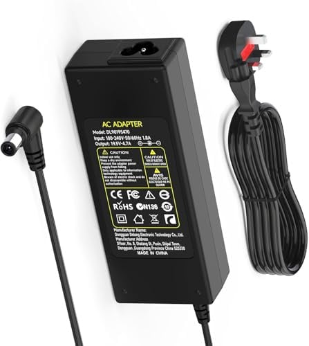19.5V Power Cord Compatible with Sony Bravia TV 24'' 32'' 40'' 42'' | KDL-49WD755 KDL-40 KDL-42 KDL-43 KDL-48 KDL-50 KDL55 KDL32 KDL48W705C KDL49WD757 ACDP-085E02 W600 W650A W700B and Vaio Laptop