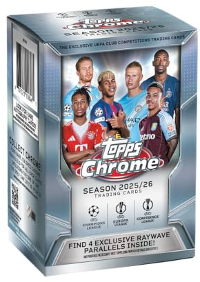 Topps Chrome® UEFA Club Competitions 2025-26 - Value Box (enthält 7 Packungen pro Box, 4 Karten pro Packung)