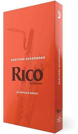 D’Addario Woodwinds - Rico Baritone Sax Reeds - Baritone Saxophone Reeds - Baritone Reeds Crafted for Beginners, Students, Educators - Strength 3.0, Pack of 25