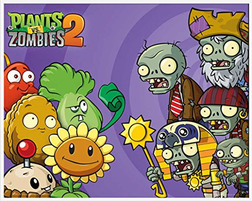 Plants vs Zombies - 2 - Cast Computer Spiel Mini Poster Plakat Druck - Grösse 50x40 cm + Wechselrahmen, Shinsuke® Maxi Kunststoff Weiss, Acryl-Scheibe