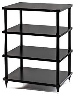 Solidsteel S2-4 Mobile Stereo Hi Fi Porta Elettroniche, Mobiletto Rack Audio 4 Livelli in Legno (Made in Italy), Telaio in Metallo per Impianto Hi-Fi Stereo, Punte Regolabili in Acciaio INOX