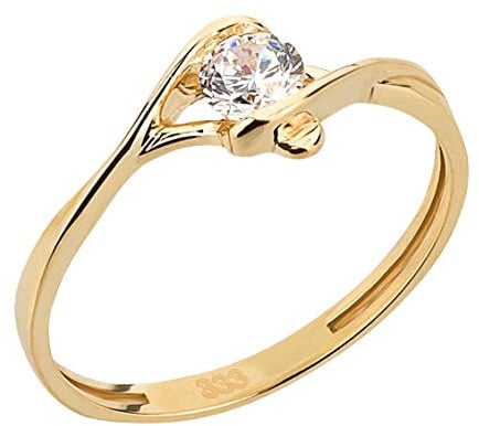 Ardeo Aurum Damenring aus 333 Gold Gelbgold mit Zirkonia im Brillant-Schliff Spannfassung Verlobungsring Solitär-Ring