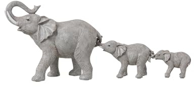 J-Line Figur Elefant 3 - Polyresin - grau