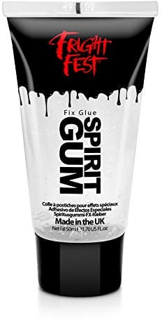 Mastix Spirit Gum Glue Adhesive 50ml Cosmetic Grade by Fright Fest - Fix prosthetic, gems, glitter great glitter tattoo glue, body glue, hair bonding glue, wig glue, make up glue (50ml)